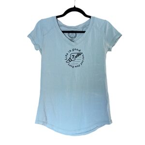 Life Is Good Running Gray V Neck Tshirt Size Women's S